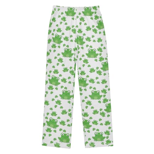 ZZXXB Cartoon Frogs Pattern Boys Long Pants Soft Trousers Elastic Waist Kids Lounge Bottoms with Pockets S-XL