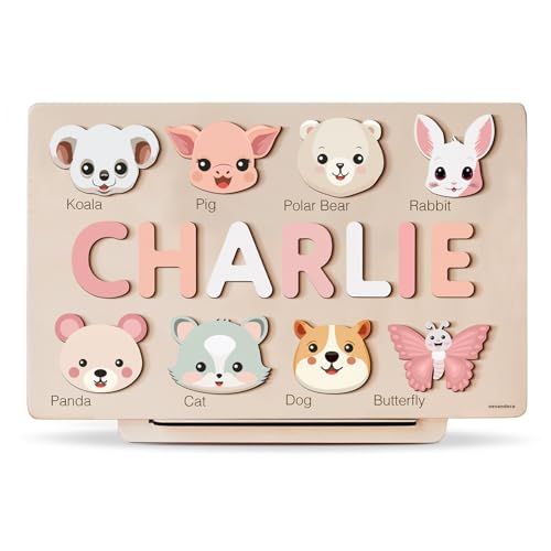 Custom Baby Name Puzzle with Animals, Baby Girl and Boy Gift, Per...