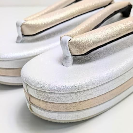 草履バッグセット 振袖 帯地 白 ベージュ フリーサイズ 三枚芯 w47-3