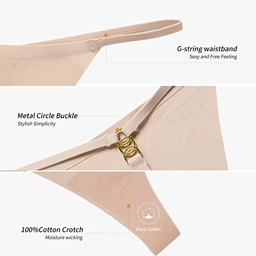 Image of DEANGELMON Seamless G-string Thongs for Women - No Show Thong Underwear Low Rise Stretch Panties Workout Pack