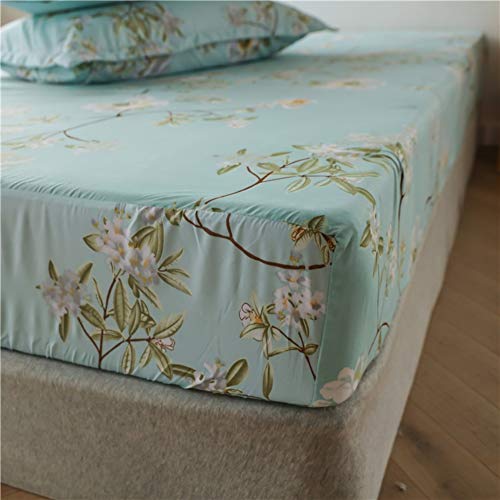 Feelyou Kids Floral Fitted Sheet Girls Cute Chic Flowers Bedding Set Twin Size For Teens Women Bedroom Decor Bright Blue White Botanical Plants Bed Sheet Set Garden Theme Bed Cover With 1 Pillow Case #TOP4