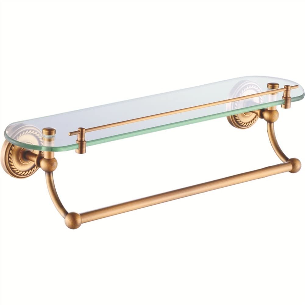CTPCRTYK Kitchen Bathroom Shelves Floating Shelves Shower Caddy Wall Mounted European-Style Copper Double-Layer Bathroom Shelf Glass Vanity Cosmetics