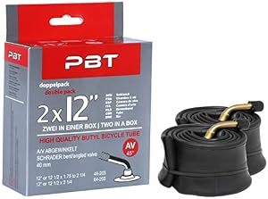 PBT 12 Zoll Fahrradschlauch Doppelpack AV Abgewinkelt