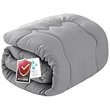 掛け布団 シングル 冬 オールシーズン かけ布団 洗える SEK衛生認証 抗菌防臭 防ダニ 肌布団 吸水速乾 暖かい 掛けふとん 軽量 春秋冬用 約1.6KG 無地 150x210cm ダークグレー·12グリッド