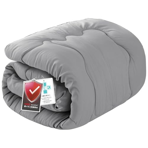 掛け布団 シングル 冬 オールシーズン かけ布団 洗える SEK衛生認証 抗菌防臭 防ダニ 肌布団 吸水速乾 暖かい 掛けふとん 軽量 春秋冬用 約1.6KG 無地 150x210cm ダークグレー·12グリッド