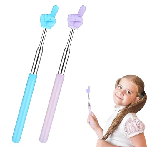 Puntero Telescópico Extensible, 2 Piezas Puntero Retráctil Para Aula, Puntero de Mano Extensible, Palo de Puntero de Dedo, Puntero de Enseñanza, Presentaciones de Enseñanza (Azul, Morado)