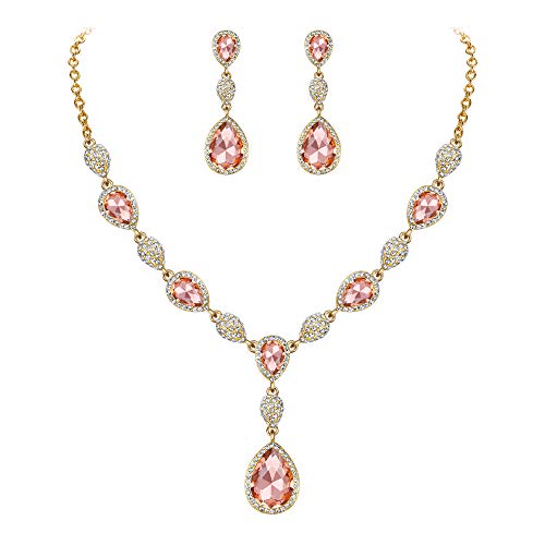 EleQueen Women's Bridal Cubic Zirconia Teardrop Y-Necklace Dangle Earrings Jewelry