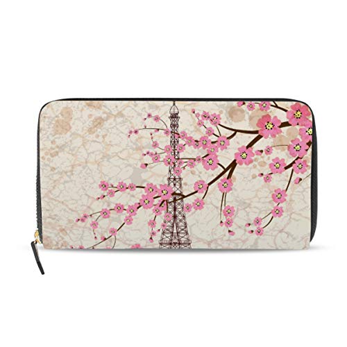 Portefeuille long cuir femme Tour Eiffel grand volume zippé sécurisé