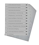 Ordnerregister für Betreuung und Pflege, durchdachtes Register für DIN A4 Ordner, Pflegeordner, Vorsorgeordner für Senioren, Pflegebedürftige und Angehörige, lichtgrau