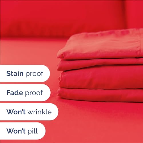 Image of King 6 Piece Bed Sheet Set - Comfy, Breathable & Cooling Bed Sheets - Red | Ultra Soft Hotel Luxury Bedding Set w / 8-16 Inch Deep Pockets - 1 Flat & 1 Fitted Sheet & 4 Pillowcases - Wrinkle & Fade Free