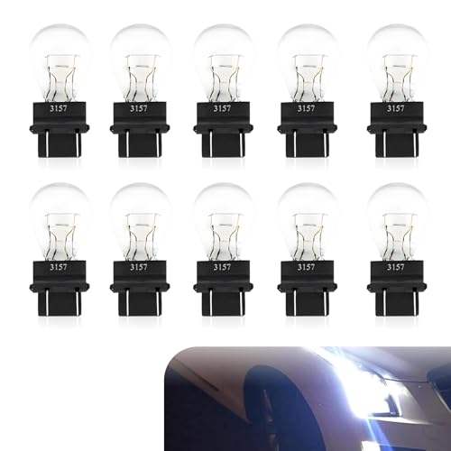 Titgoes 3157 Car Bulb, 12V Halogen Brake Light, Tail Light, Reverse Light, Turn Signal Bulb Replacement, Universal Fit for Most Cars (White)