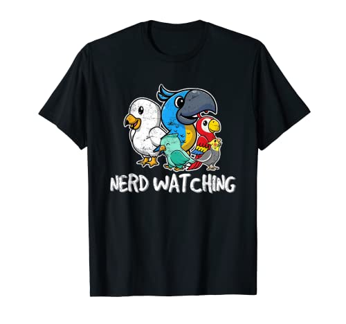 Nerd guardare divertente birdwatching divertente bird watching birding maglietta
