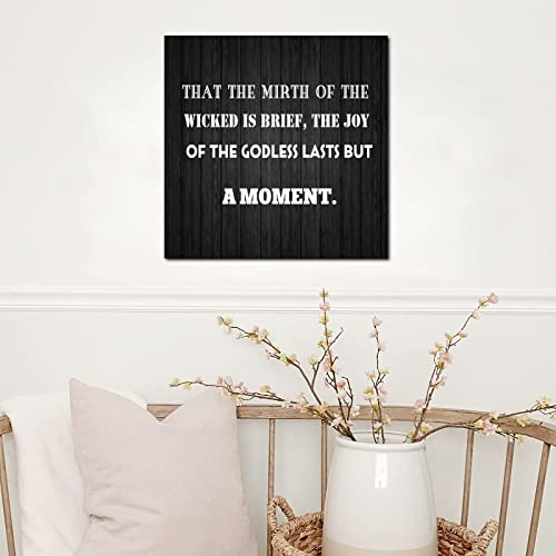Wooden Wall Signs With Saying That The Mirth Of The Wicked Is Brief Wood Plaque Wall Hanging Sign Positive Word Quote Wood Sign For Home Cabin Front Door Outdoor Decoration 10"X10" #TOP3