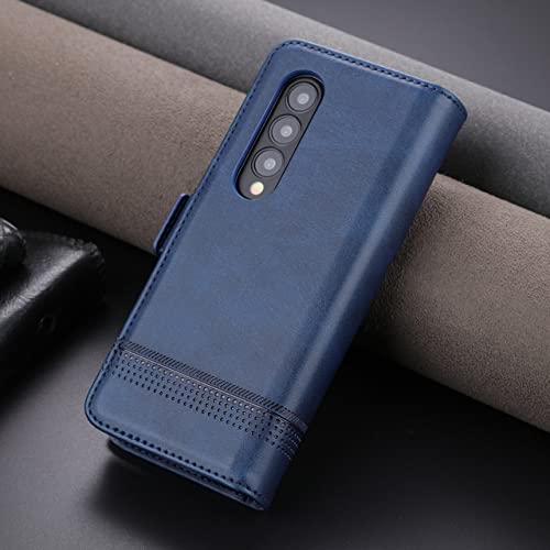 Étui pour Samsung Galaxy Z Fold3 5G avec protection à rabat et fermeture magnétique YZSCX Bleu