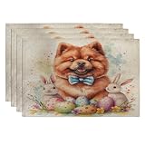 Platzsets mit niedlichem Haseneier, 4 Stück, 30,5 x 45,7 cm, waschbare Tischsets für Zuhause, Haustier-Urlaub, Party, Küchendekoration