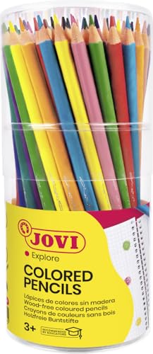 JOVI - Matite colorate senza legno, Astuccio da 84 matite triangolari