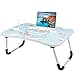 Produktbild Laptop-Tisch Cartoon-Bilder,Tragbar Laptop Betttablett Tisch mit klappbaren Beinen & Getränkeschlitz, Lesehalter, Notebook-Ständer, Frühstückstablett für Sofa, Bett, Terrasse, Balkon, Garten (Blue)