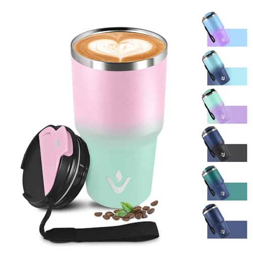 Tazza Termica 600ml 20oz, Termos Caffè con Doble Pared Reutilizable, Borraccia Termica in Acciaio Inox, sin BPA, Tazza da Viaggio per Caffe, Bicchiere Termico para Viajes, Oficina, Deporte, Escuela