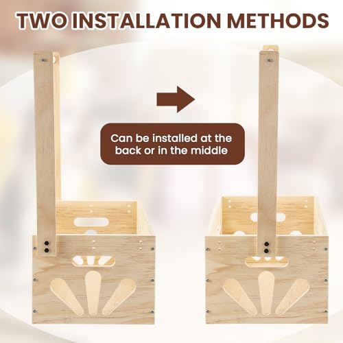 20" x 13" x 9" Wooden Dog Closet Pet Wardrobe Crate Box with Hanging Rods and Personalized Alphabet Letters Easy Assembly Baskets for Dog Cat Toys Clothes Accessories(Wood) - Image 5