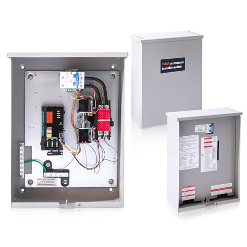 Fenglesha 100 Amp Automatic Transfer Switch Replacement for Generac RXSW100A3 w/Power Management 120/240V 1-Phase Open Transition Service Rated NEMA 3R Aluminum Enclosure for Indoor and Outdoor Use