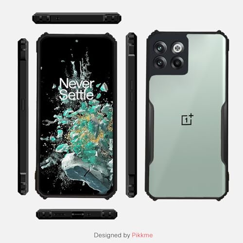 Image of Outlouders Back Cover for OnePlus 10T 5G | Ultra Hybrid Transparent | Full Camera Protection | Raised Edge | Crystal Clear Bumper Case (Black)