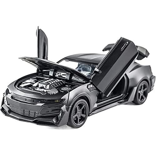 Image of 1:32 Diecast Metal Car Model Chevi Camro Toy Cars for Kids Pull Back Openable Doors with Light Sound