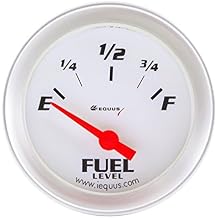 Equus 8363 2" Fuel Level Gauge, White with Aluminum Bezel
