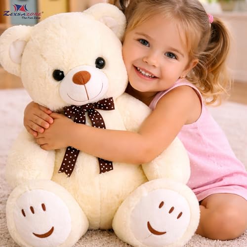 Image of ZEXSAZONE Toy Cute I Smile Teddy Colored Huggable Bear | 32 cm | Plushie Soft Toys for Kids | Plush Soft Toys for Baby Boys and Girls Kids - Teddy | Best Valentine Gift (Cream)