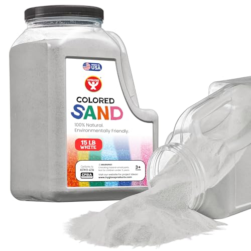 Image of Hygloss Colored Sand for Crafts - 15 lb Bottle, White - Vibrant Colorful Fine Sensory Play Sand Art Kits for Kids - Classroom Activities for Children 3 4 5 6 7 8 9 10 11 12 - Safe for Ages 3+