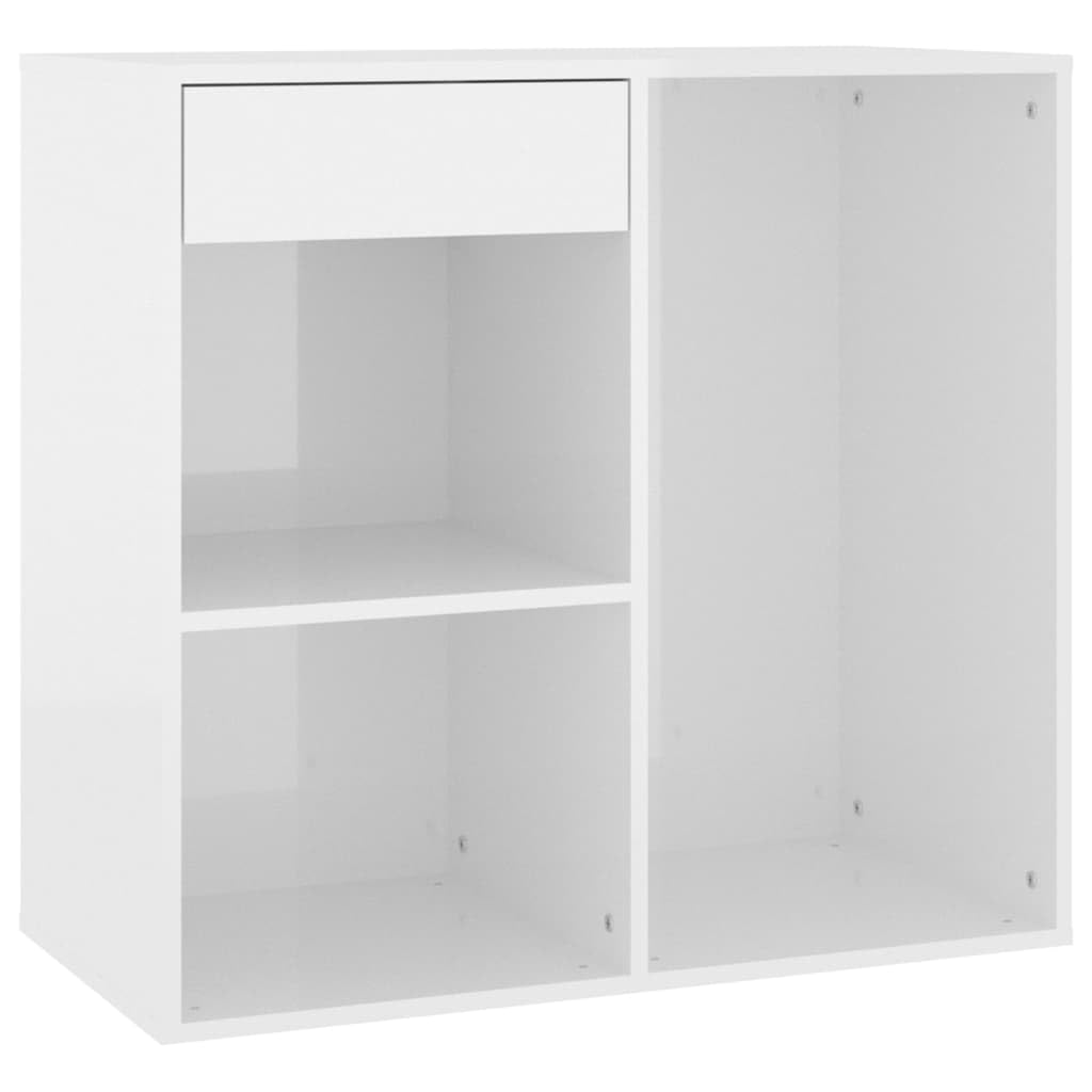 Kosmetikschrank Hochglanz-Weiß 80x40x75 cm Holzwerkstoff Beistellschrank für Schminktisch Organizer Schminkkommode mit Schublade und Fächern für Kosmetik Make-up