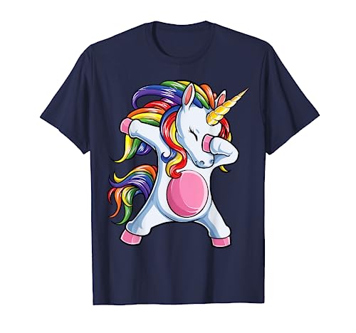 Dabbing Unicorn T shirt Girls Kids Women Rainbow Unicorns