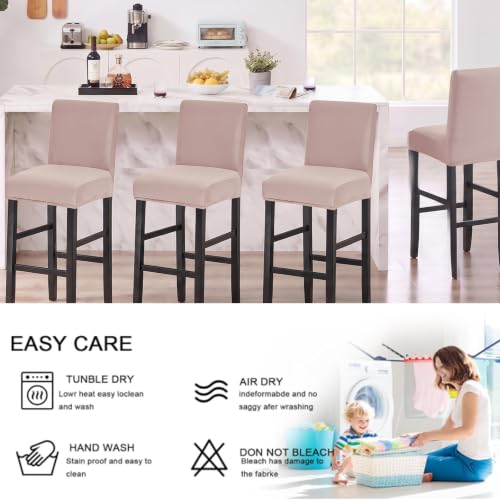 Image of FUANGUI Bar Stool Covers Set of 4, Waterproof Stretch Bar Stool Seat Covers | Washable Removable Bar Chair Covers with Backs Slipcovers, Bar Chair Covers Square for Kitchen Dining Room Cafe