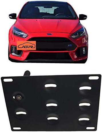 JGR Racing Car No drill Tow Eye Front Bumper Tow Hole Hook License Plate Mount Bracket Holder Adapter Relocation Kit For 2016 2017 2018 Ford Focus RS