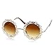 zeroUV - Womens Fashion Metal Cut-Out Lace Circle Round Sunglasses (Gold Amber)
