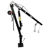 Hydraulic Pickup Truck Crane with Hand Winch,2000 LBS Capacity,360°Swivel Truck Jib Engine Hoist Crane,Davit Crane,44.09”to 57.48”Working Boom Range,for Lifting Workshops,Construction,Agriculture