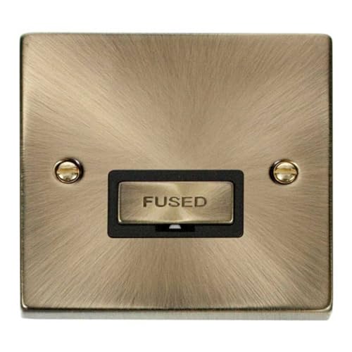 Click Deco Victorian Antique Brass 13A Fused Ingot Connection Unit with Black Insert