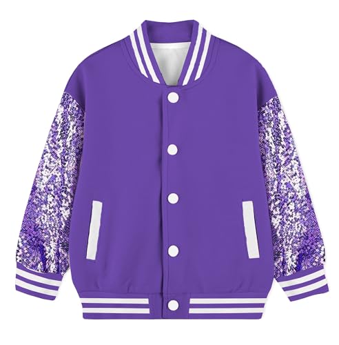 Image of Cromoncent Kids Varsity Baseball Jacket Colorblock Bomber Coat Unisex Boys Girls School Outwear, 18 Months - 14 Years