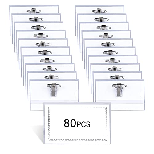 80 Stück Namensschilder, Transparent Namensschild mit Clip und...