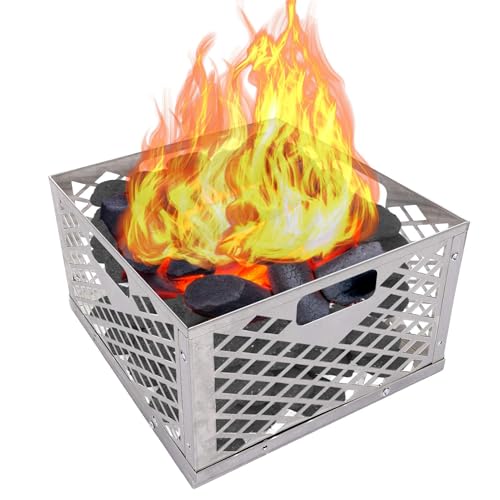 CHOSCHOAL BOX-Soporte de carbón resistente y delgado para barbacoa, cesta de acero inoxidable | Inserto de compartimiento de carbón resistente al óxido, depósito de combustible extraíble