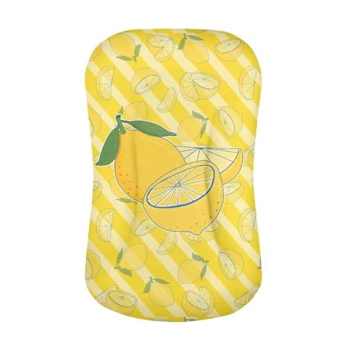 Image of ZOUTAIRONG Lemon Bassinet Sheetsack Bassinet Sheets Yellow Neutral Unisex Fitted Baby Bassinet Sheets Set for Standard Bassinets for Baby Boys or Girls