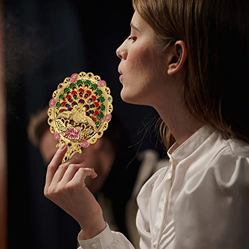 Frcolor Vintage Mirror Comb Set Golden Antique Handheld Mirror Peacock Oval Mirror With Hair Comb Women Cosmetic Vanity Mirror Travel Hair Brush Comb (Random Style) #TOP6