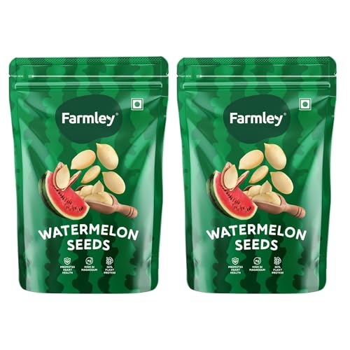 Image of Farmley Watermelon Seeds I 500 g, each I Watermelon Seeds for Eating | Magaj Seeds I Tarbuj Beej | Rich in Protein | Potassium | Magnesium & Iron | Pack of 2
