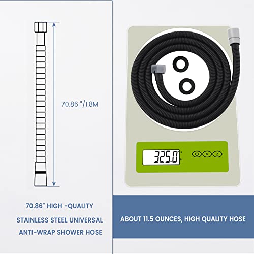 All Metal Shower Hose For Handheld Shower Heads, Black Extra Long 71 Inch Stainless Steel, Universal Replacement Part For Hand Held Showerhead Hoses #TOP3