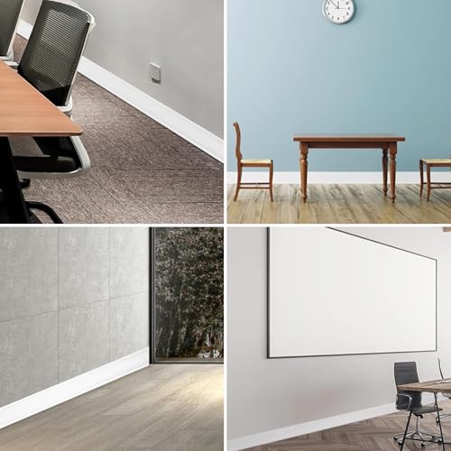 PVC Weichsockelleiste Selbstklebend, 300cm Sockelleiste Selbstklebend für Küche Bad Wohnzimmer, Übergangsschiene Bodenleisten Selbstklebend, Soft Skirting Board für Dekoration, Breite 8cm (Weiß)