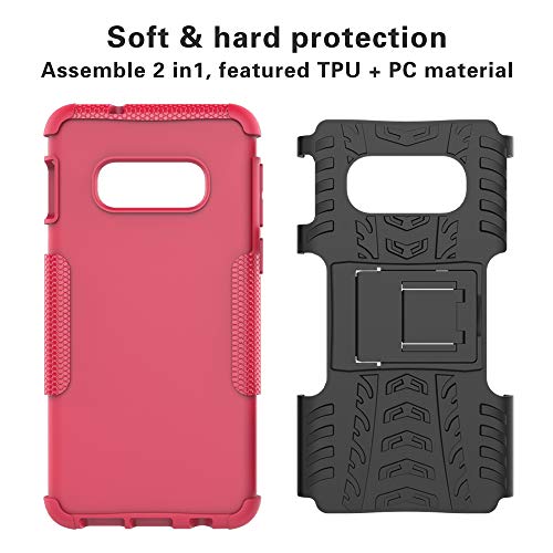 Liushan LS00366-4 Galaxy S10E Case, Shockproof Heavy Duty Combo Hybrid Rugged Dual Layer Grip Cover With Kickstand For Samsung Galaxy S10E /S10 Lite (Not Fit Samsung Galaxy S10 /S10 Plus) Smartphone,Rose Red thumb #3