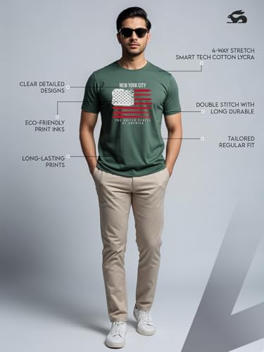 Image of ADRO Men's 100% Cotton Regular Fit T-Shirt