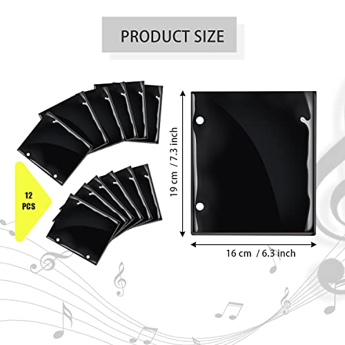 12 Pieces Black Flip Folio Marching Band Music Files Holder Flip Folder Pages Sheet 7.3 X 6.3 Inches Pvc Waterproof Window Pages Musical Flip Folder With 2 Holes For Music Files #TOP1