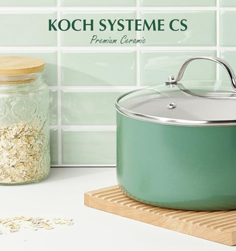 KOCH SYSTEME CS Nonstick Sauce Pan with Lid 1QT, 2QT & 3QT, Ceramic Saucepan Set 6Pcs, Non-Toxic Saucepan Set, Cooking Pots Set, Oven Safe & Induction Compatible, Green by KOCH SYSTEME CS - Used condition - Image 9