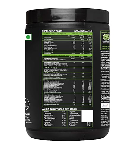 Image of Plantigo Clean Protein Powder Men & Women | 24g Plant Protein, 4.4g BCAA, 2g Leucine, 4g Fiber | No Sugar, No Dairy, No Preservatives | 4x Fast Digest, Stress & Muscle Recovery | Swiss Chocolate 500g