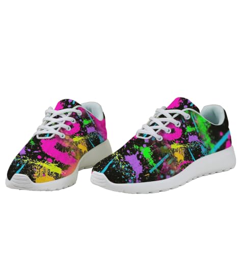 Neon Splatters with Paint Shoes for Women Men Trail Running Casual Fashion Sneakers Slip-on Tennis Shoes4